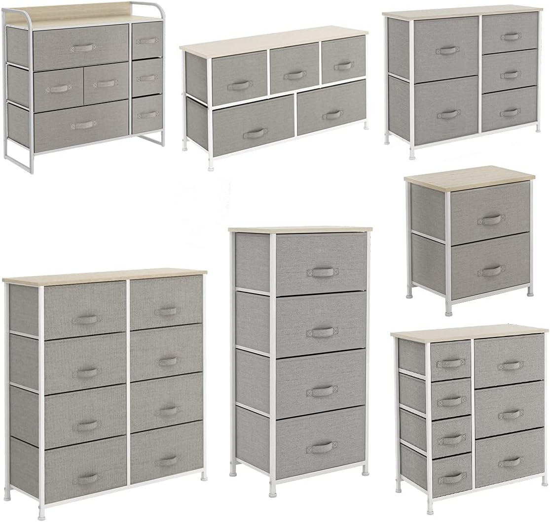 8 Drawer Fabric Dresser with Wooden Top H94617