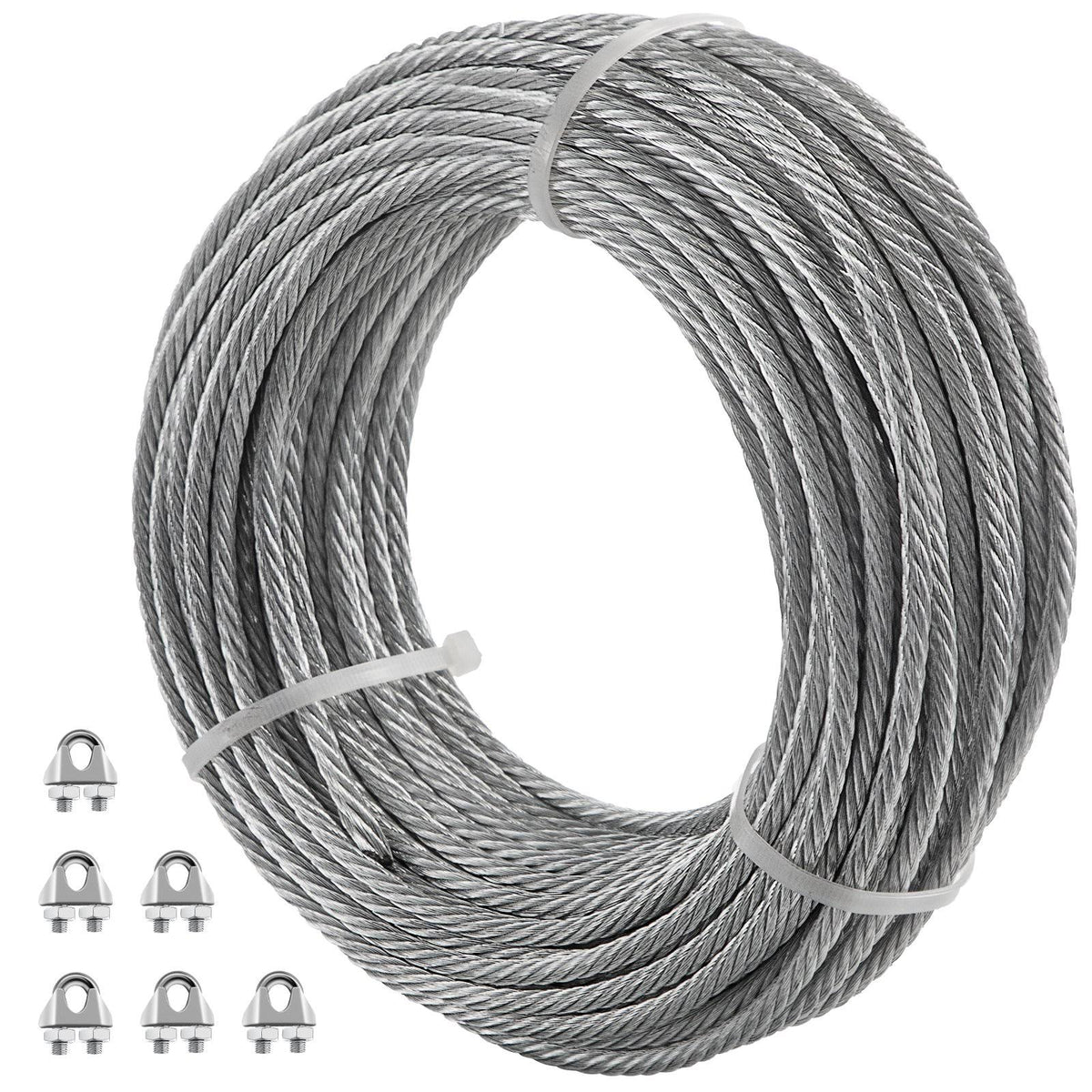 Galvanized Steel Cable 3/16'' 249ft 7x19 with Cable Clamps Y639