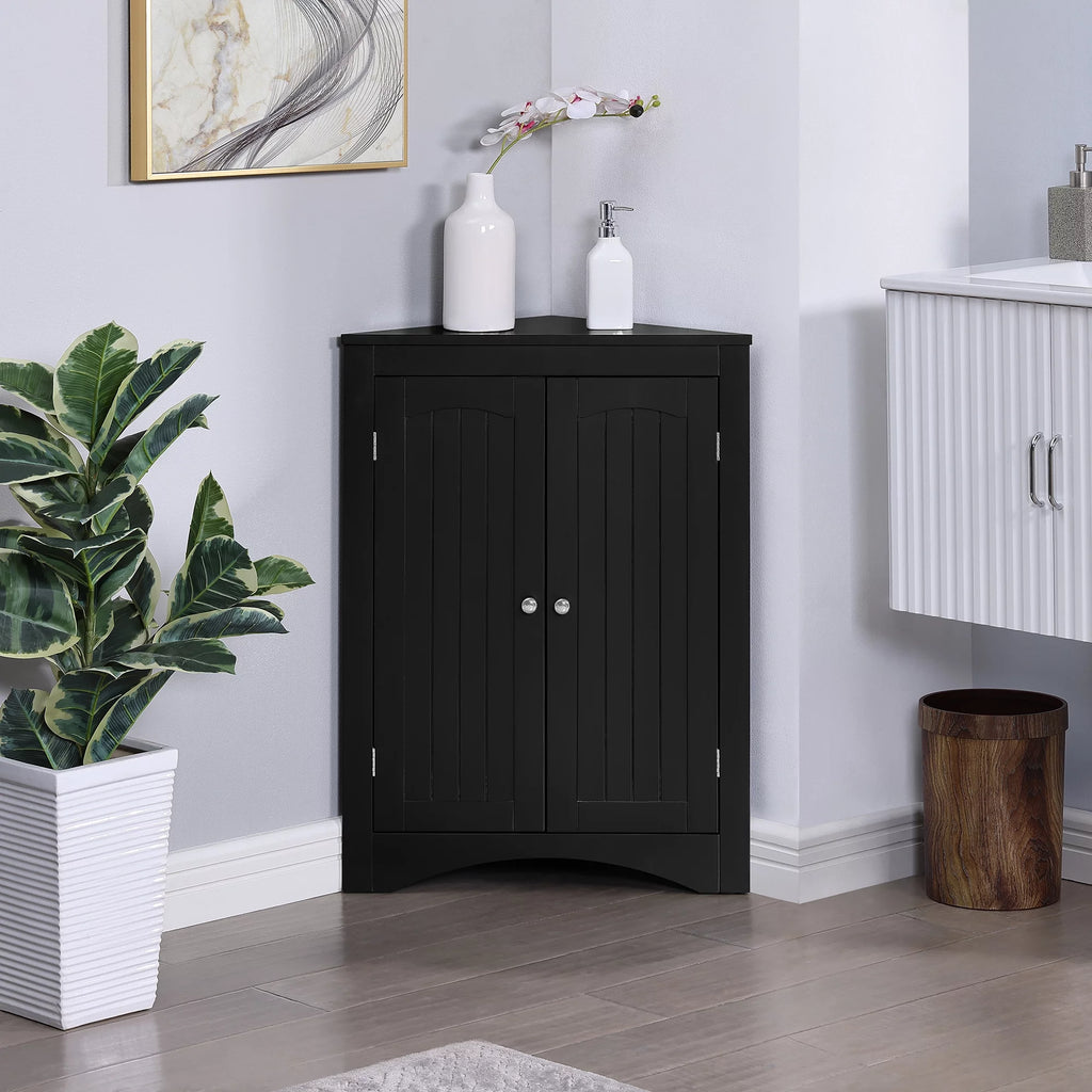 Free Standing Corner Storage Cabinet with Doors and Shelves K617845