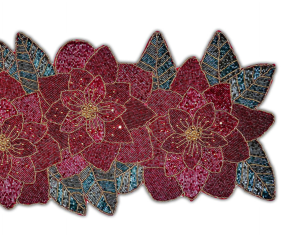 Handmade Beaded Floral Table Runner 13X36 Inch V313446