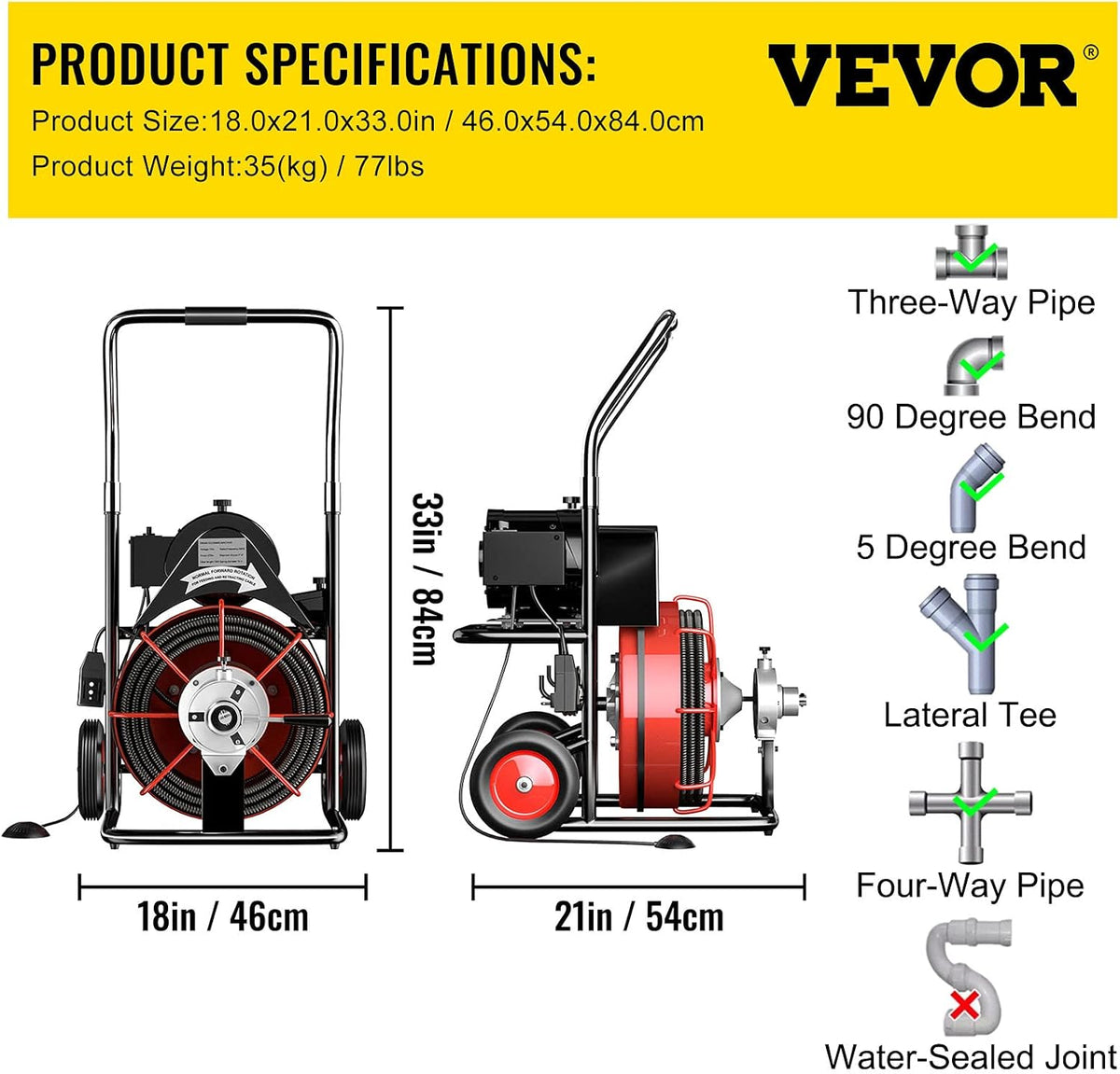 50 Ft x 1/2 Inch Portable Electric Drain Auger Cleaner O457963