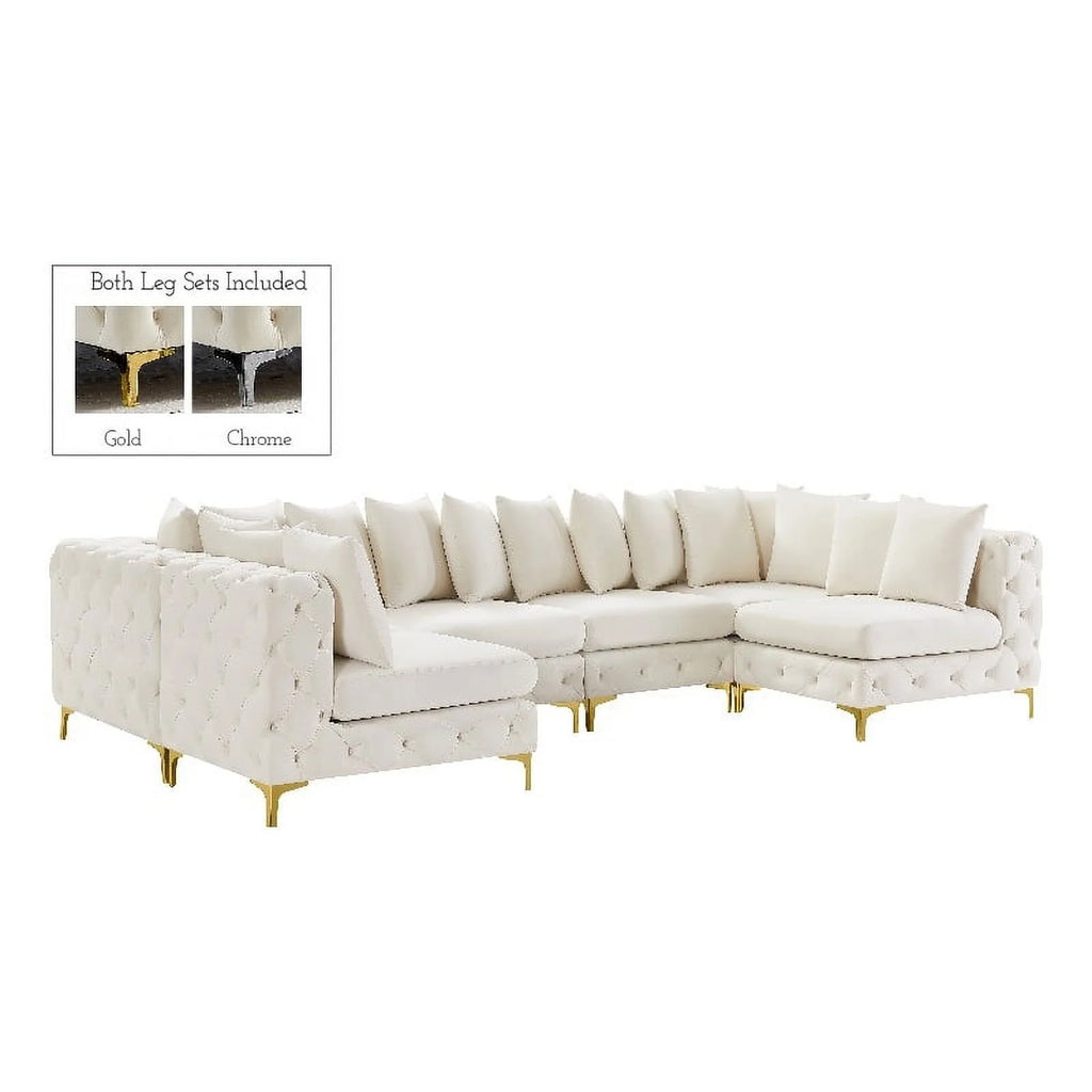 Cream Velvet Modular Sectional Y595