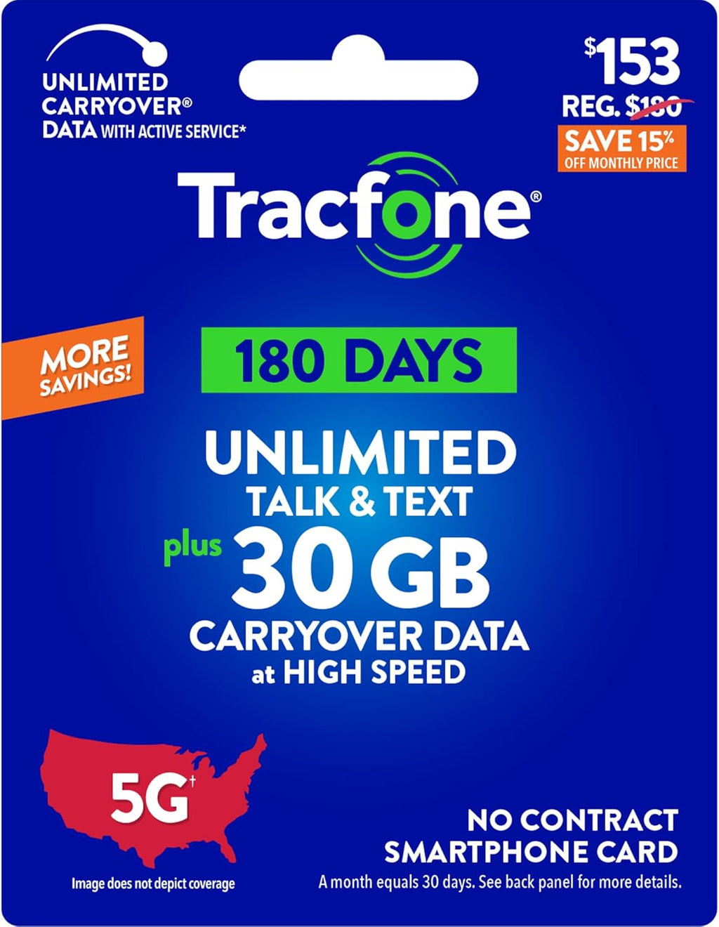 Unlimited Talk & Text Plus 30 GB of Data 180-Day Prepaid Plan M256