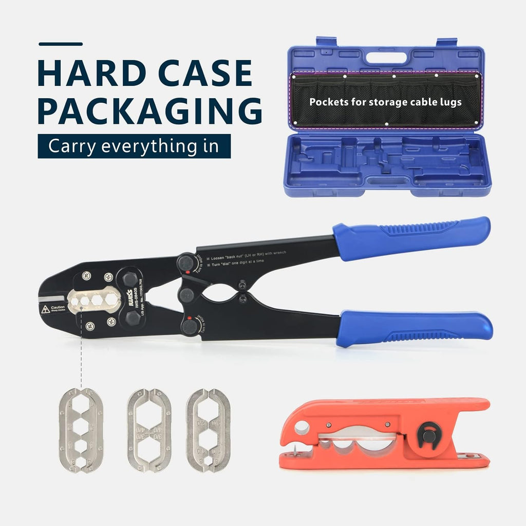 Battery Cable Lug Crimping Tool Set with Interchangeable Jaws M9400