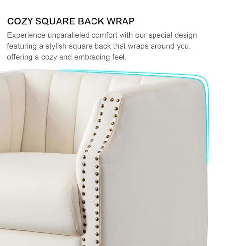 Swivel Barrel Chair Set of 2 Upholstered with Brass Rivets C37133