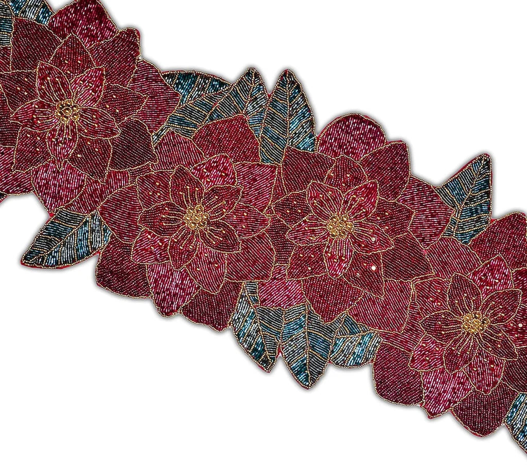 Handmade Beaded Floral Table Runner 13X36 Inch V313446
