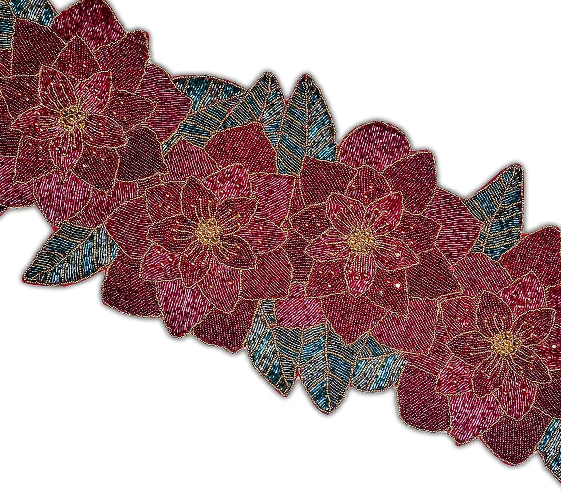 Handmade Beaded Floral Table Runner 13X36 Inch V313446