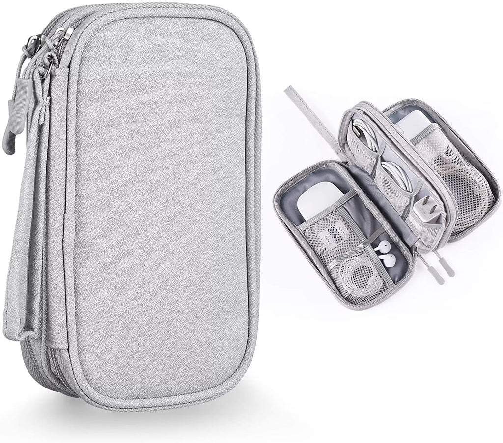 Compact Light Grey Travel Electronics Organizer Bag G612613