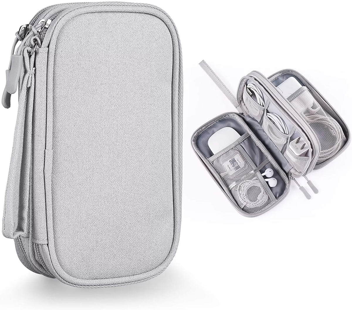 Compact Light Grey Travel Electronics Organizer Bag G612613