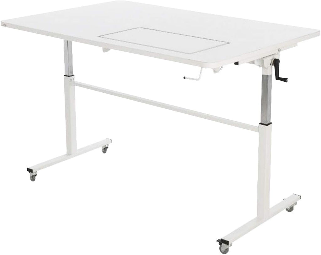 White Height Adjustable Cutting Table Sewing Workstation S1062