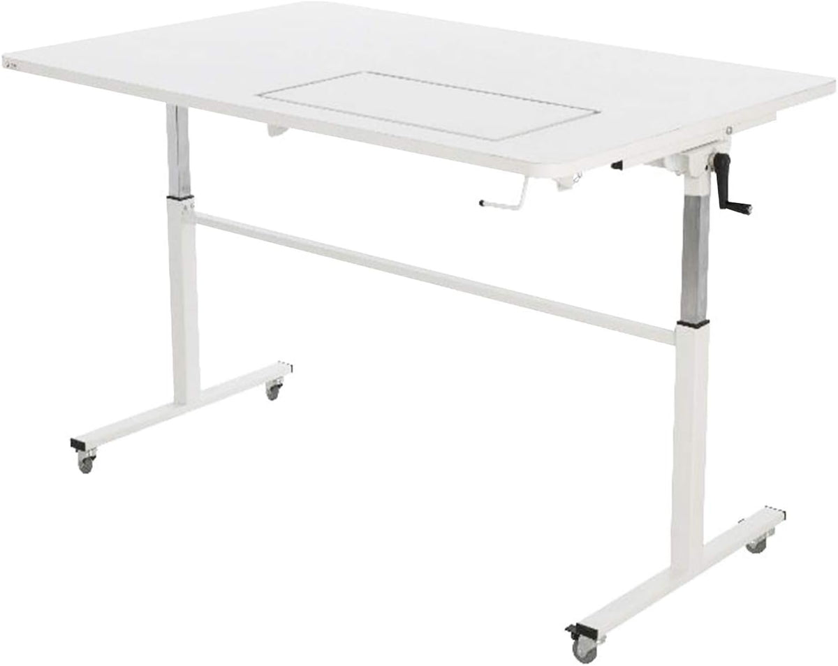 White Height Adjustable Cutting Table Sewing Workstation S1062