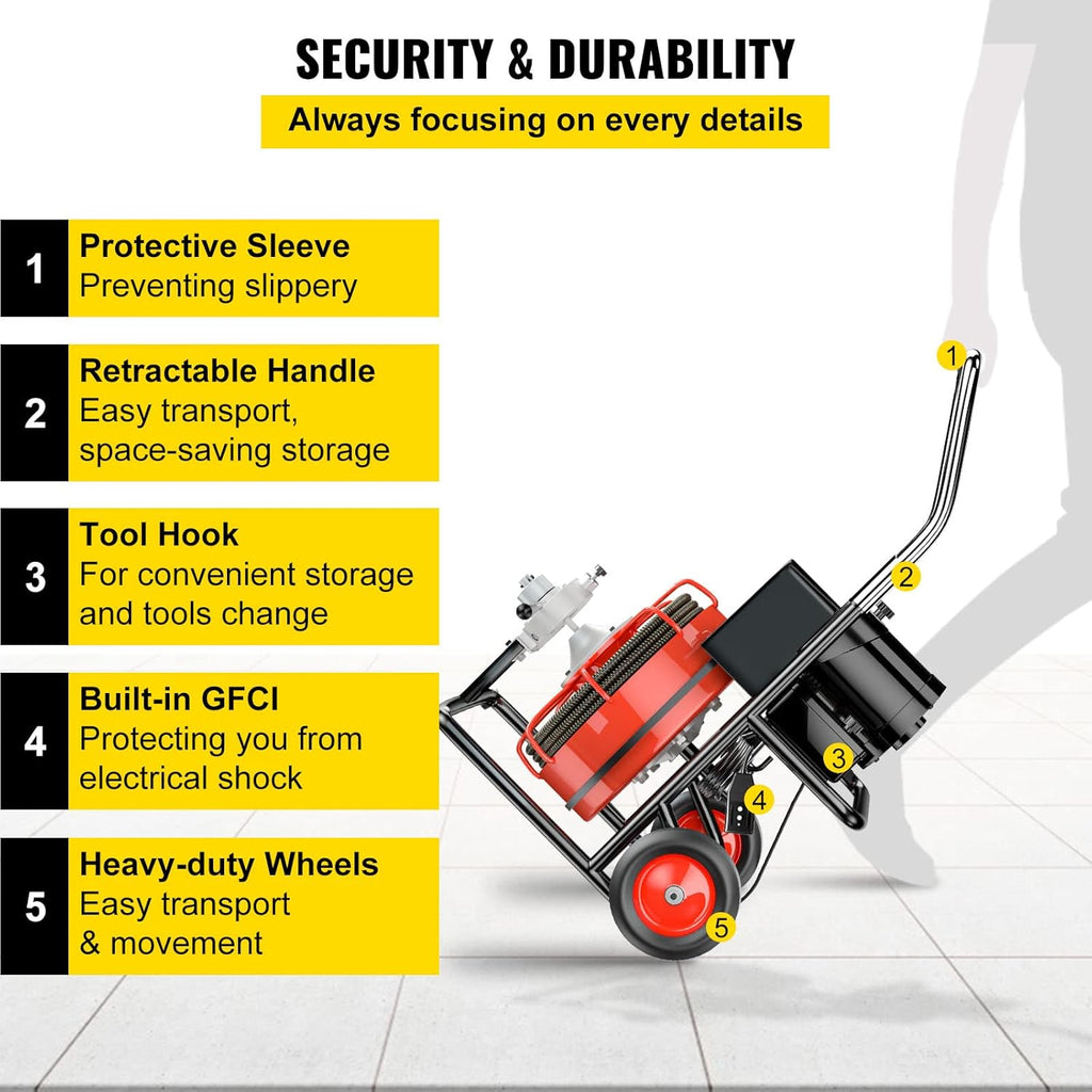 50 Ft x 1/2 Inch Portable Electric Drain Auger Cleaner O457963