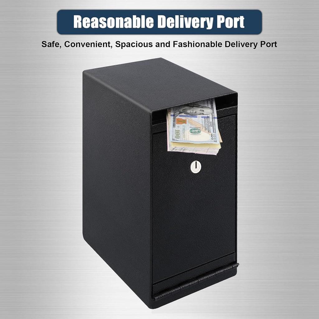 Dual Key Lock Anti-theft Drop Slot Steel Safe Matte Black F5185