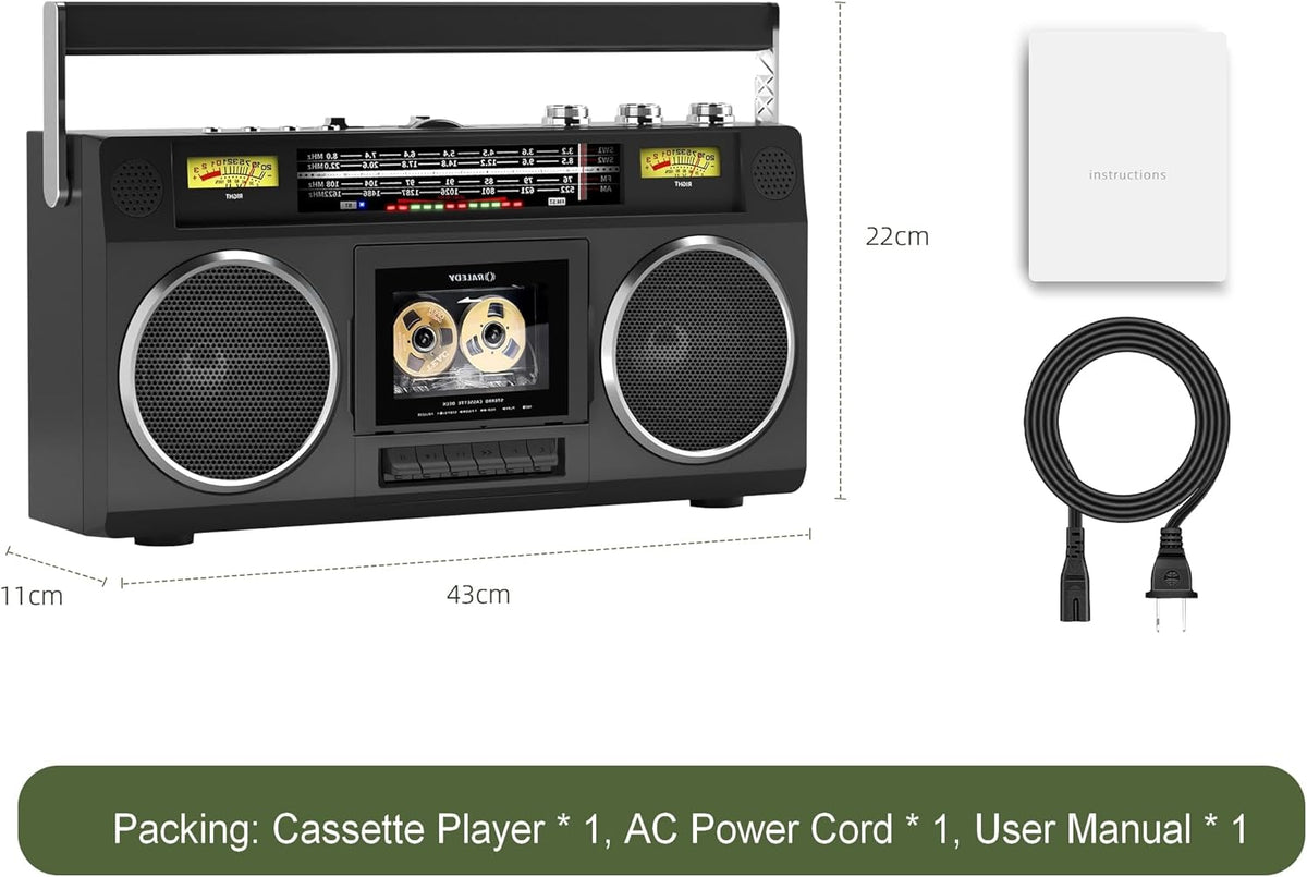 Portable AM/FM Radio Cassette Player Recorder with Bluetooth K23810