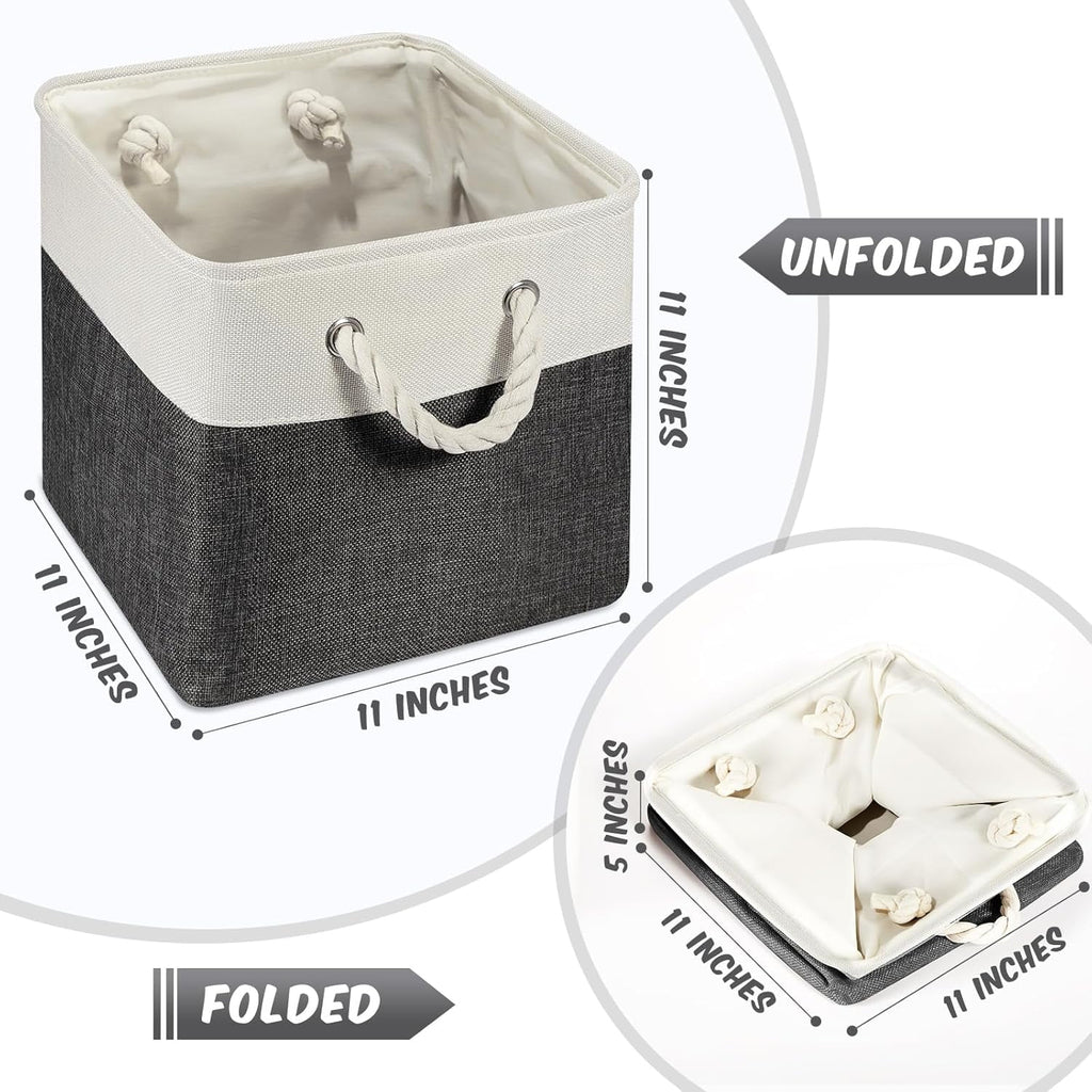 6 Pcs 11 x 11 Inch Fabric Cube Storage Bins with Handles W809