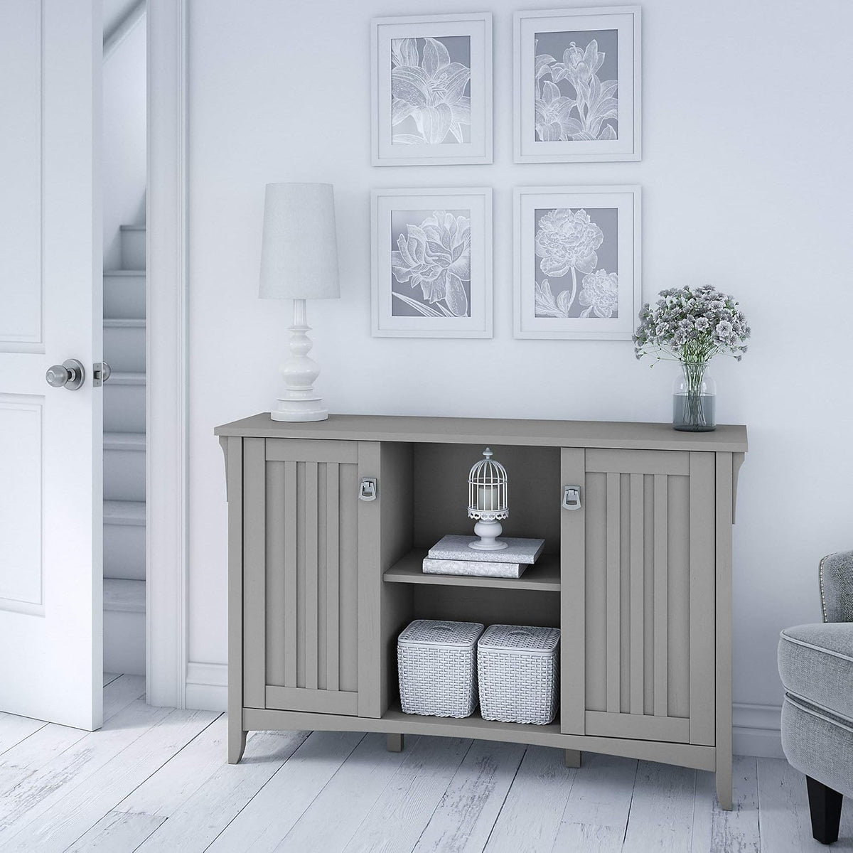 Cape Cod Gray Storage Cabinet with Doors & 6 Cube Organizer B51611