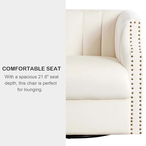 Swivel Barrel Chair Set of 2 Upholstered with Brass Rivets C37133