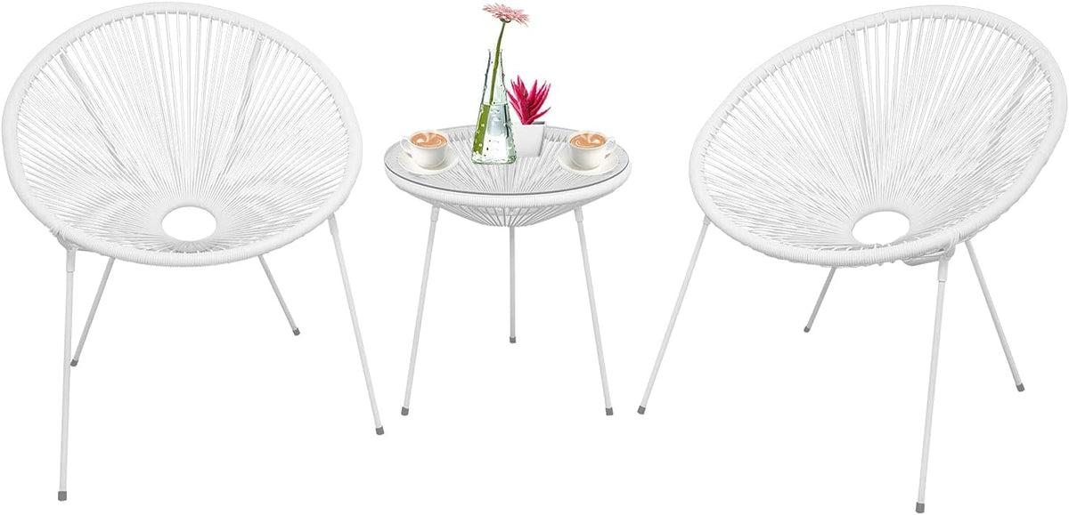 3-Piece All-Weather Outdoor Acapulco Bistro Set with Glass Top Table Y3499