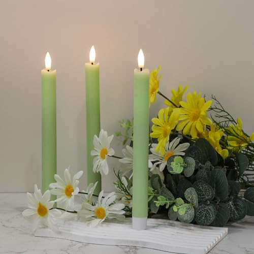 Flameless Taper Candles with Remote, Battery Operated Led Warm 3D Wick Light Real Wax Pack of 6 (Ivory, 0.78 X 9.64 Inch) L7236