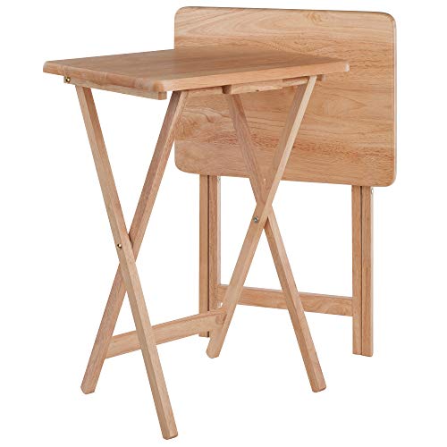 Set of 2 Foldable Snack Tables, 26", Natural B610