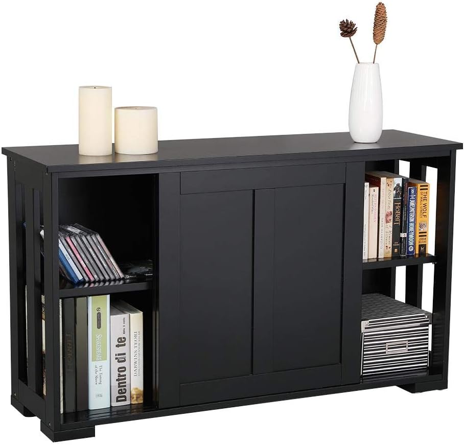 Black Buffet Sideboard with Sliding Door and Adjustable Shelf K852