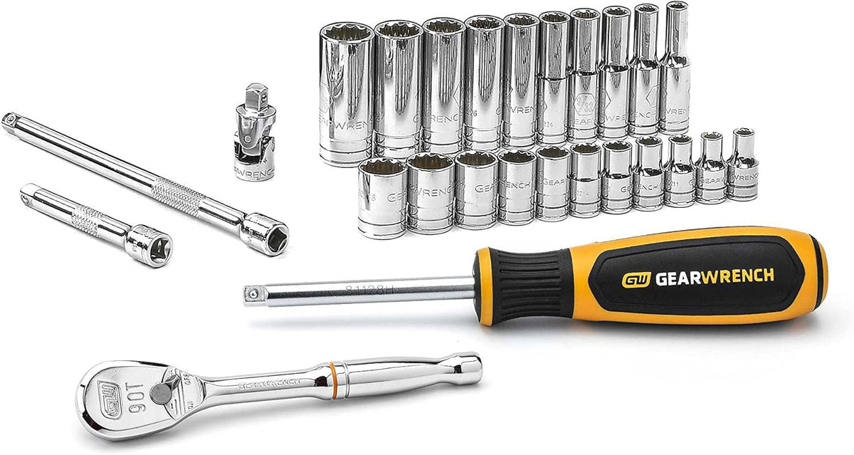 51 Pc 1/4" Drive Standard & Deep SAE/Metric Mechanics Tool Set G35273