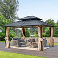 12'x20' Hardtop Galvanized Steel Aluminum Frame Gazebo with Netting and Curtains S930