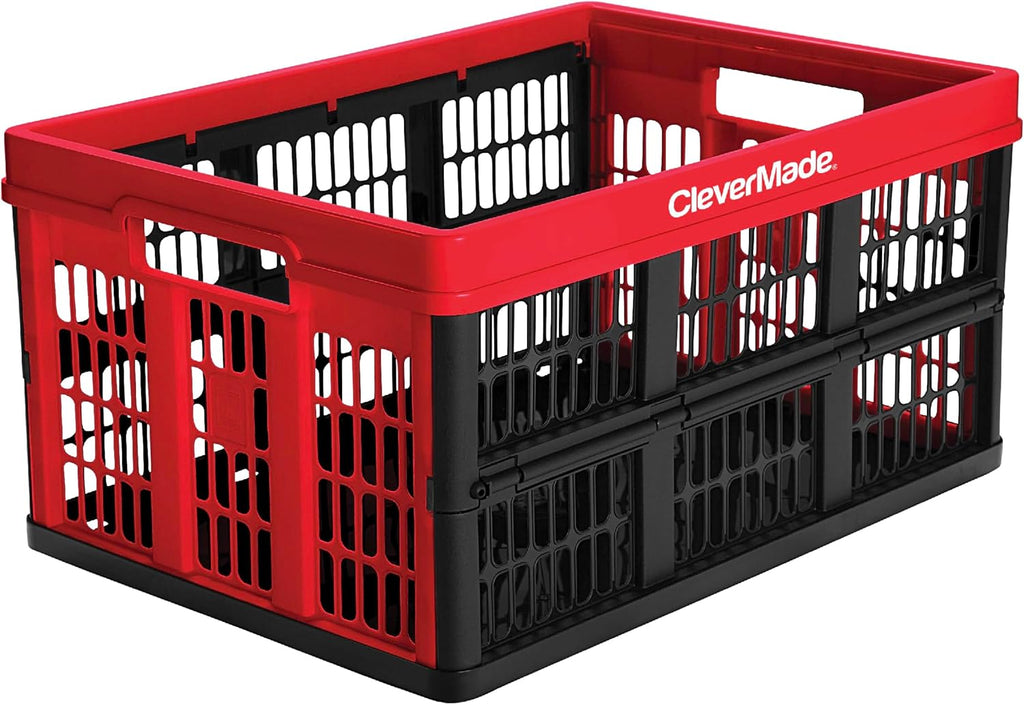 Red Collapsible Utility Crate, 45L, Plastic B9241