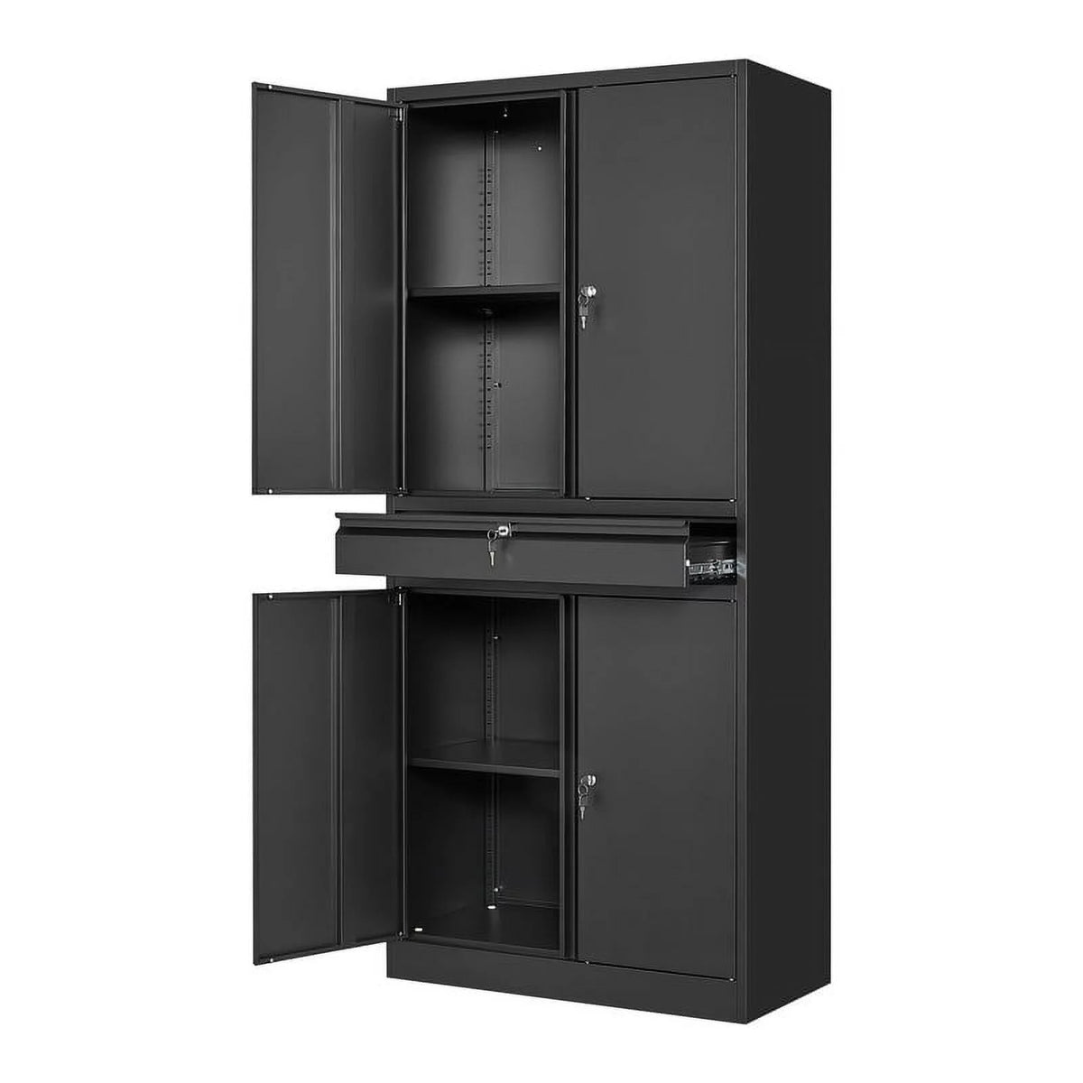 Metal Garage Storage Cabinet with Locking Doors and Adjustable Shelves, 1 Drawer - 71" Steel Locking Cabinet E871