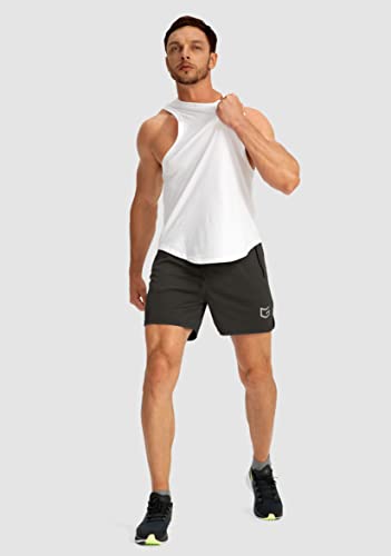 Men's Running Shorts with Zipper Pockets Quick Dry 5" Shorts W78845