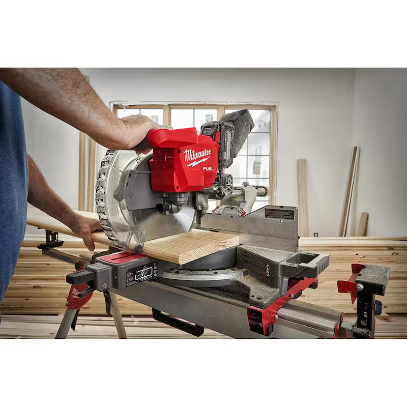 18V Lithium-Ion Brushless Cordless 12 in. Dual Bevel Sliding Compound Miter Saw Kit with Stand and Battery L902770