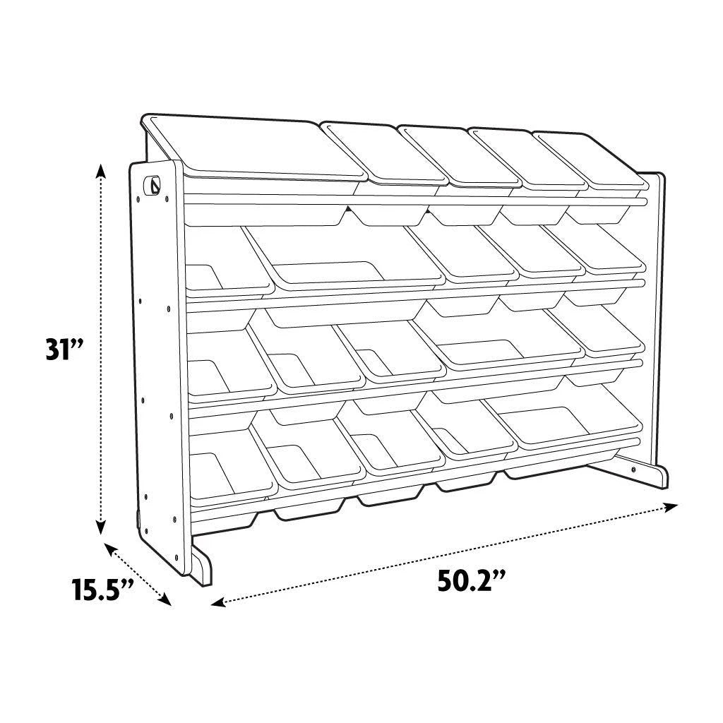 Grey and White Extra Large Storage Organizer with 20 Plastic Bins V503892