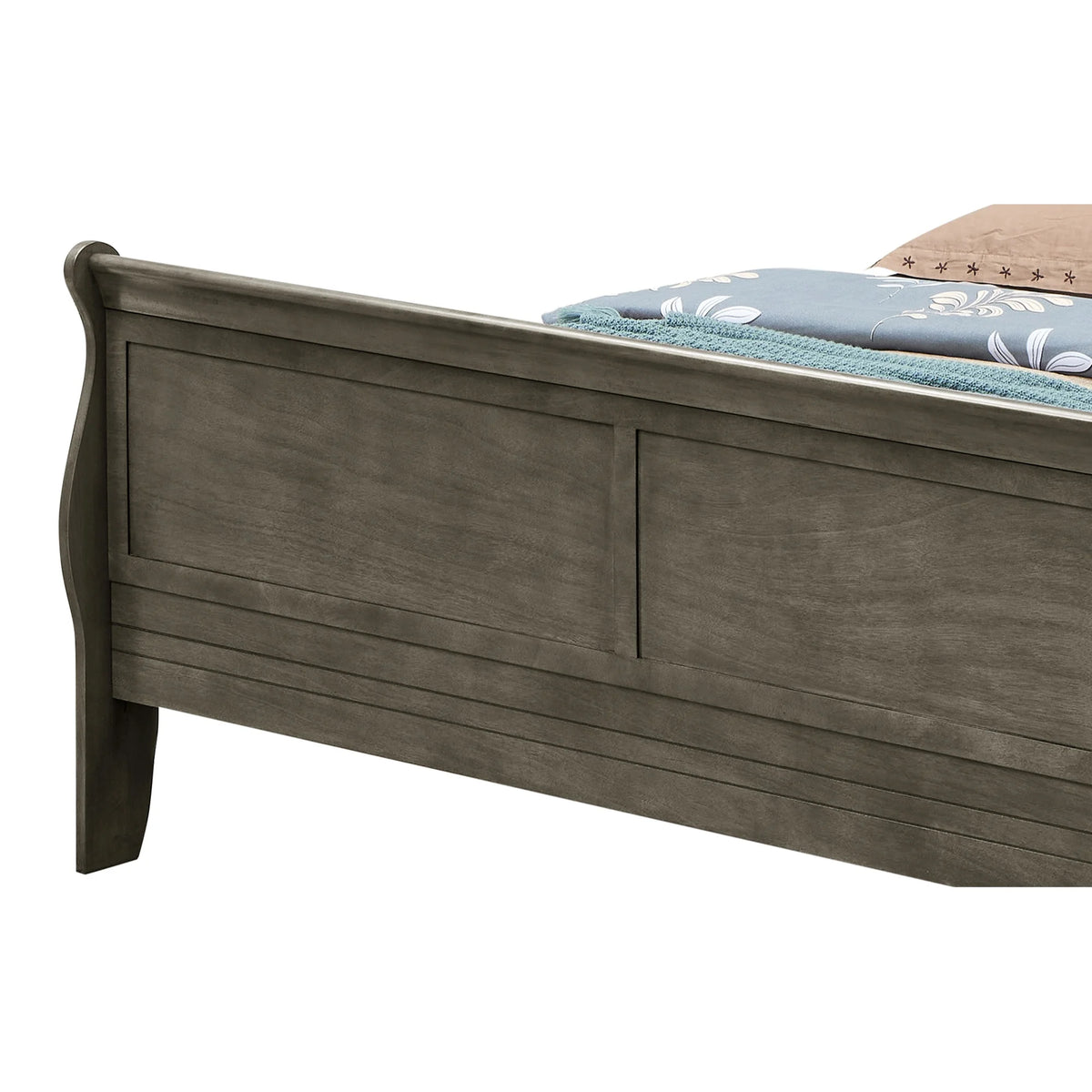 Gray King Sleigh Wood Bed W88682