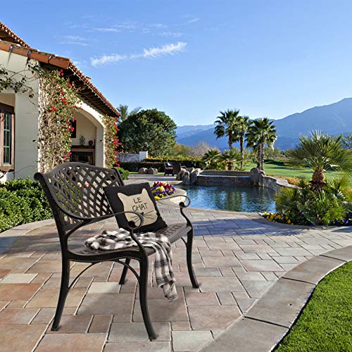 White Cast Aluminum Patio Garden Bench K79820