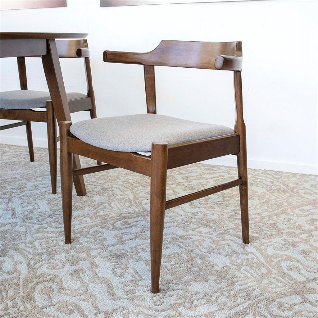 Mid-Century Wood/Fabric Dining Chair in Gray (Set of 2) W944782