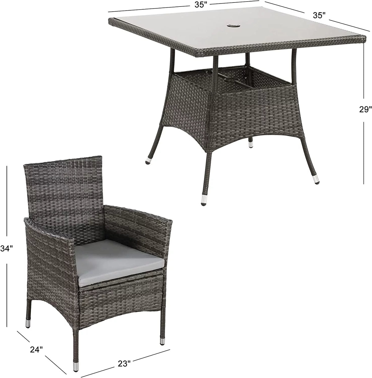 5-Piece Wicker Patio Dining Table Chair Set C257