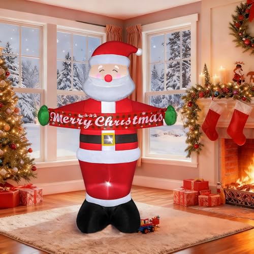 7FT Christmas Inflatable Santa Claus with Built-in LED Lights D3062