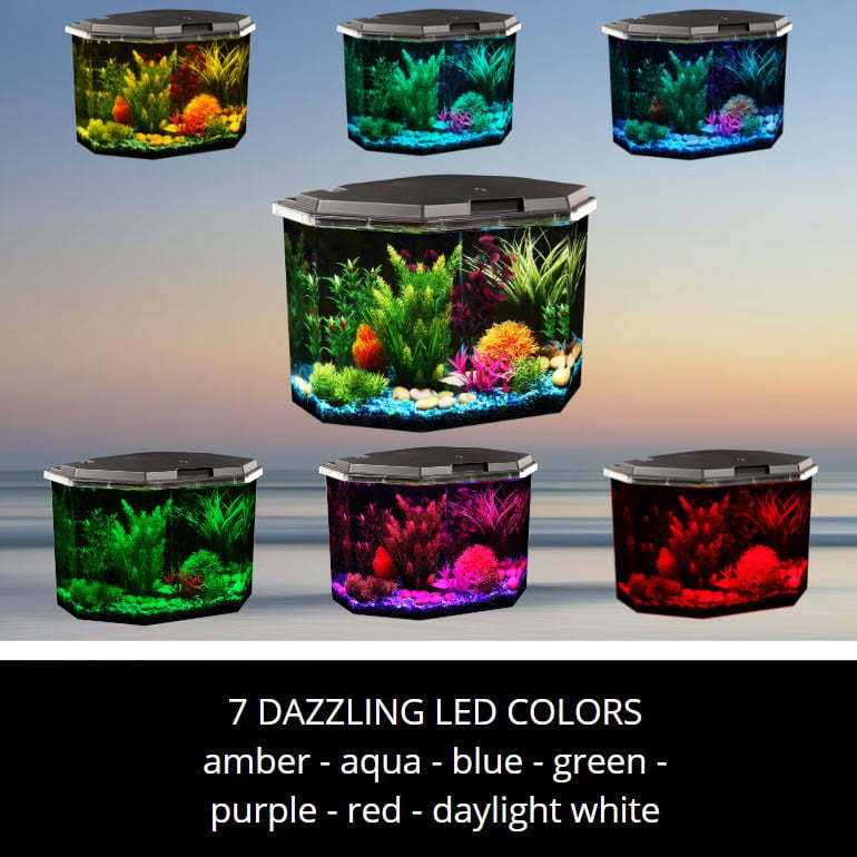 6.5-Gallon Semi-Hex Aquarium Kit with LED Lighting T26291