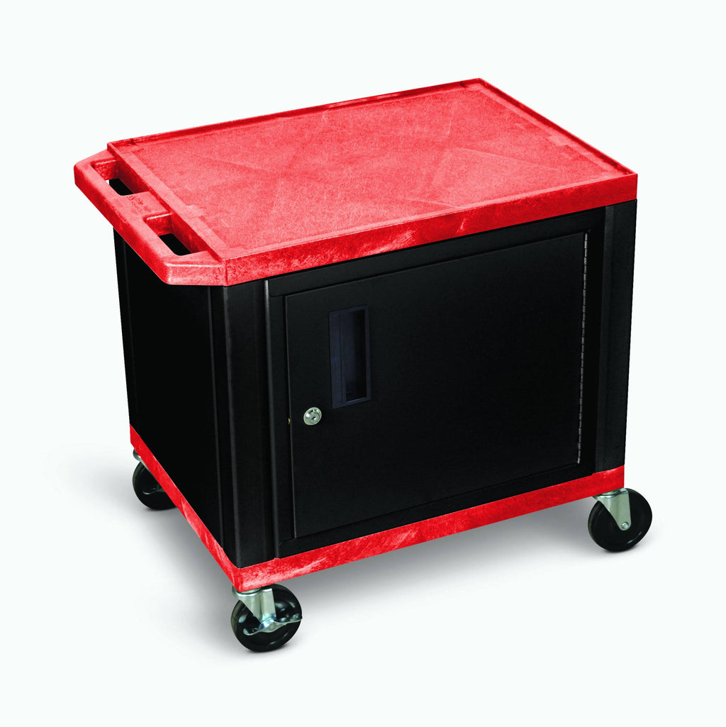 2-Shelf AV Cart with Cabinet, Black A312