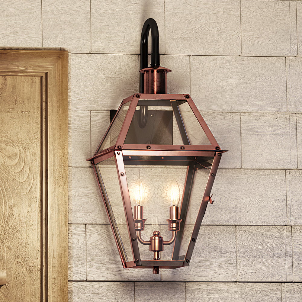 Copper Outdoor Wall Sconce with Clear Glass M91832