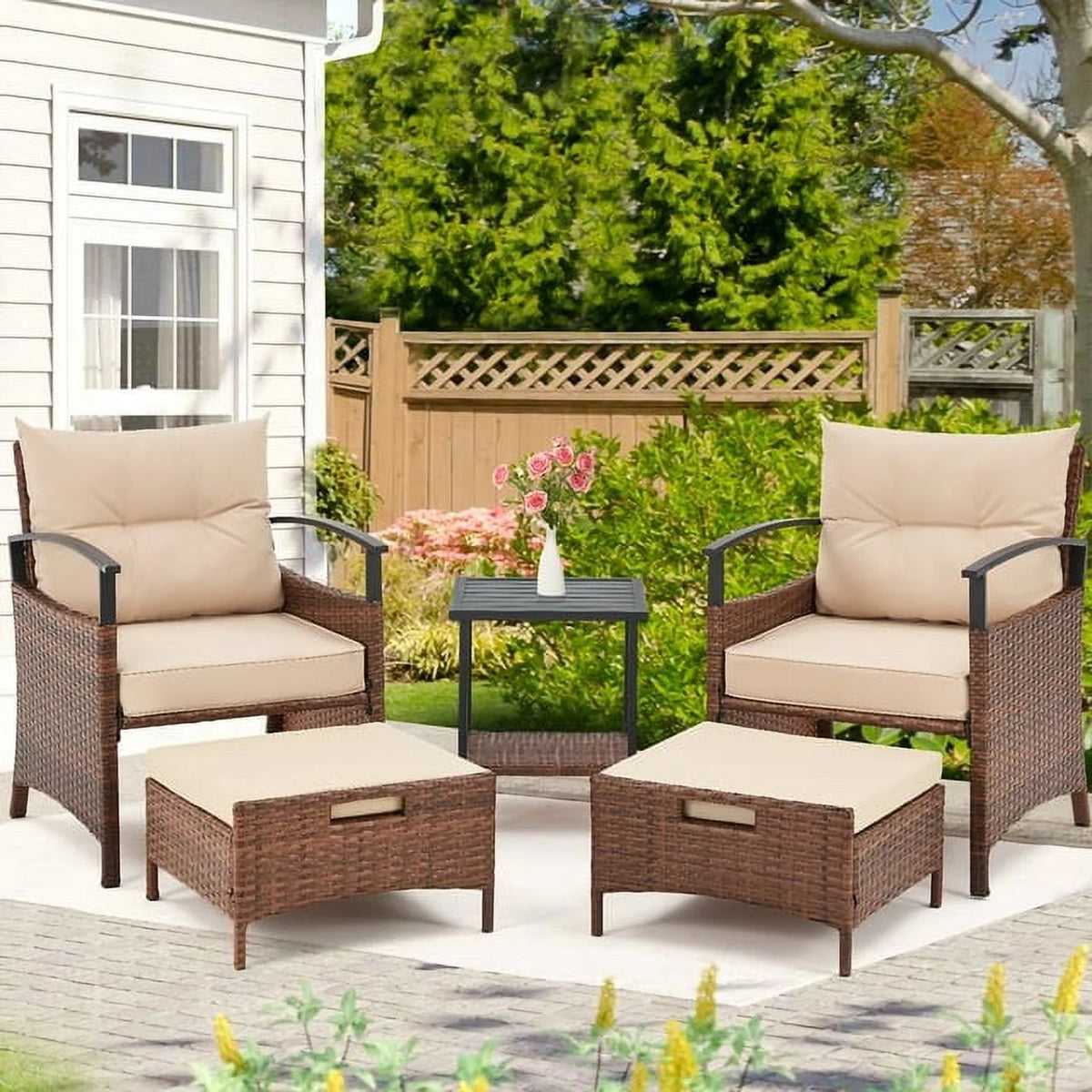 5 Pcs Outdoor Rattan Wicker Furniture Set L1879