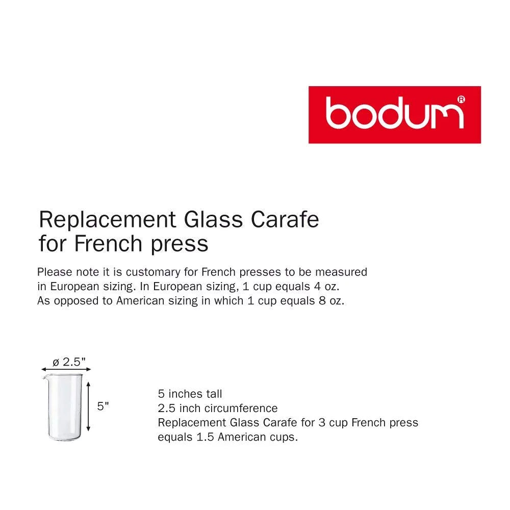 Spare Glass Carafe for French Press Coffee Maker, 12 Oz., Clear Z391