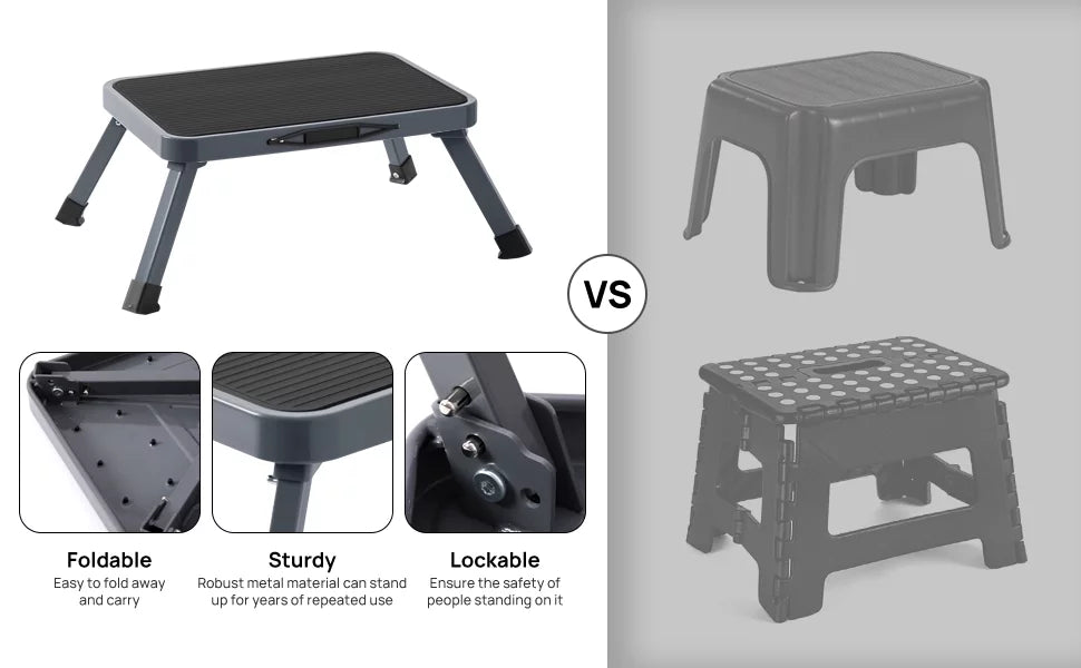 Lightweight Folding Steel Step Stool 330-Pound Capacity N83556