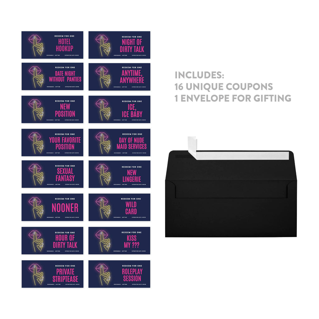16-Pk Neon Lips Love Coupons G4849
