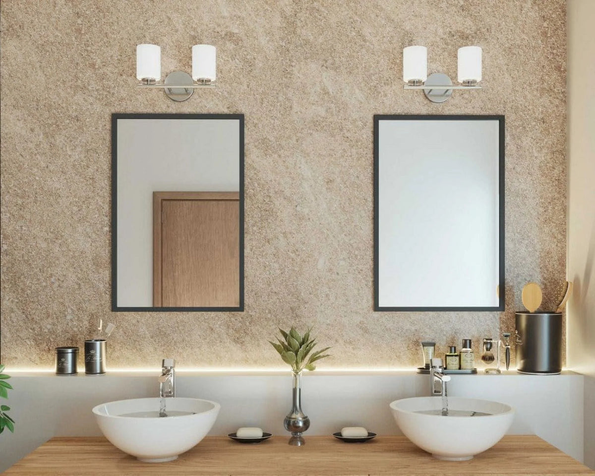 2 Light Textured Black Etched Glass Bath Vanity Light N87270