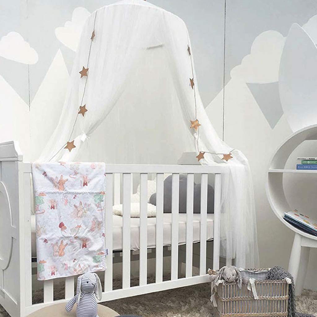 White Princess Bed Canopy Mosquito Net Dome Curtains G8967