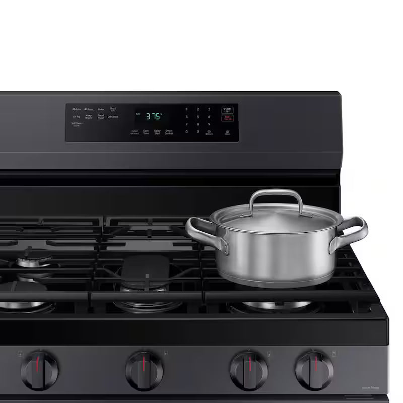 6 cu. ft. Wi-Fi Convection Gas Range with AirFry in Black Stainless Steel Y484