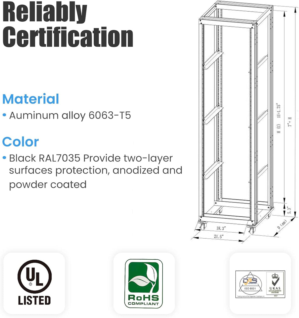 15U 4 Post Open Frame 19inch Steel Rack 24inch Deep X38812