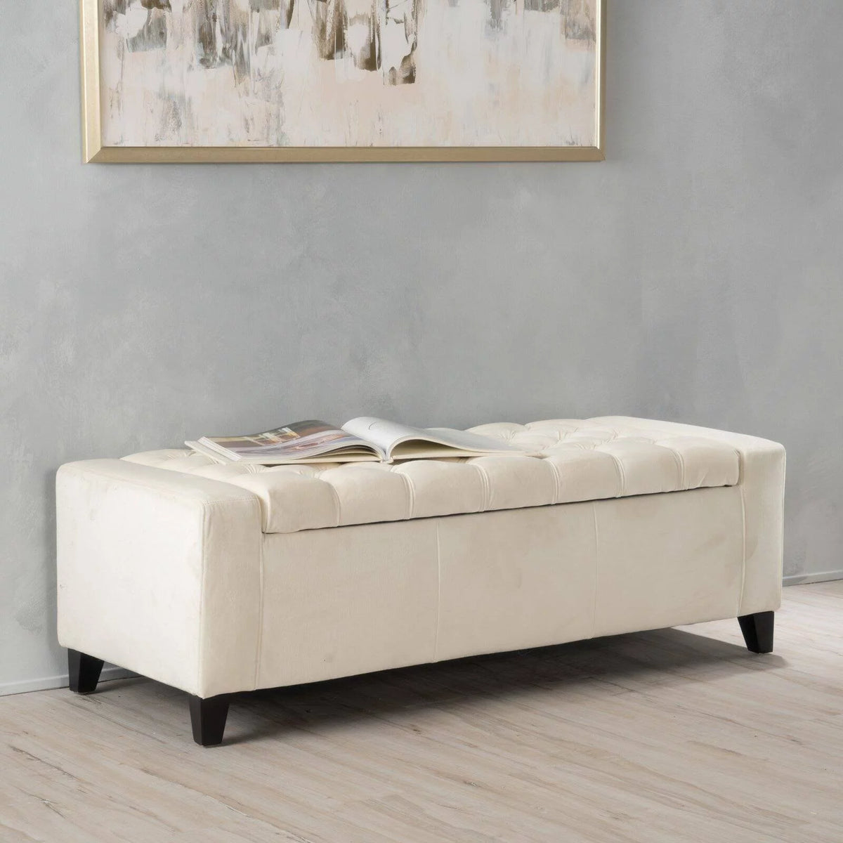 Tufted Velvet Storage Ottoman/Bench U276