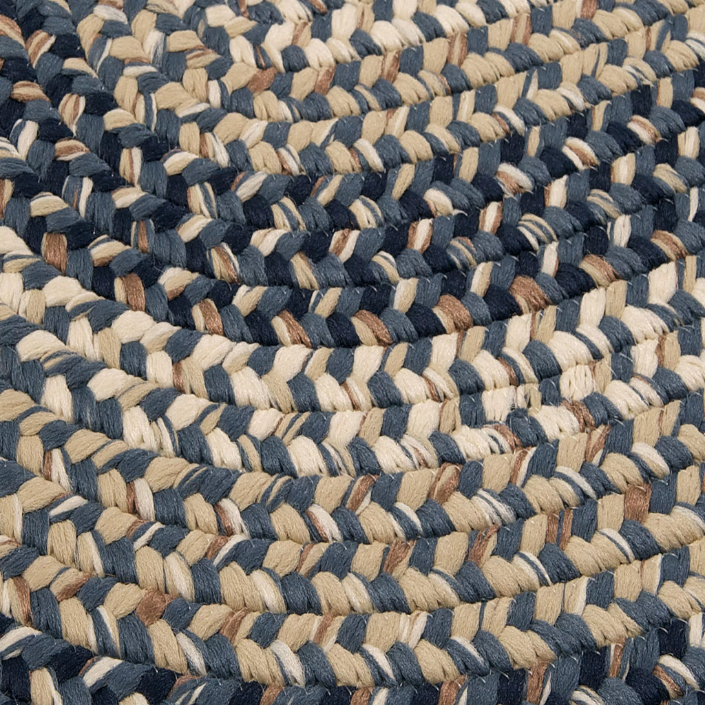 6' x 9' Navy Blue Beige Oval Area Rug V151